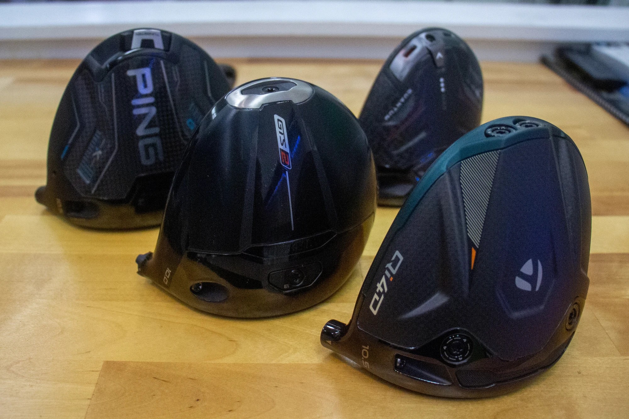 Driver heads from several manufacturers at Alameda Golfworks